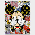 Obraz na płótnie More Love z Myszką Miki w stylu street-art, motyw love/hate, kolorowe graffiti i luksusowe akcenty.