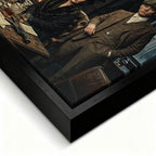 Obraz na płótnie Peaky Blinders The Family Table. Thomas Shelby, Arthur Shelby, Polly Gray. Wydruk galeryjny w mrocznym, luksusowym klimacie. Nowoczesna sztuka ścienna i ekskluzywna dekoracja.