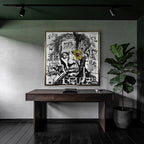 Nowoczesny obraz na płótnie Picasso King of Art. Wydruk galeryjny w stylu kubizmu i street art, czarno-białe graffiti jako unikalna sztuka do salonu.