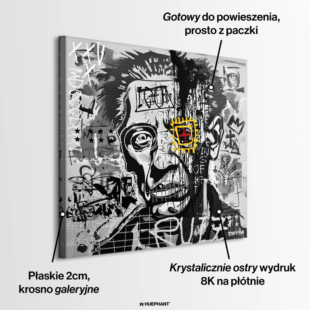 Nowoczesny obraz na płótnie Picasso King of Art. Wydruk galeryjny w stylu kubizmu i street art, czarno-białe graffiti jako unikalna sztuka do salonu.