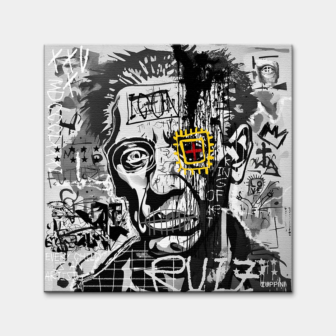 Nowoczesny obraz na płótnie Picasso King of Art. Wydruk galeryjny w stylu kubizmu i street art, czarno-białe graffiti jako unikalna sztuka do salonu.