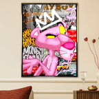 Obraz na płótnie na ścianie „Pink Power Supreme” z Różową Panterą w stylu pop-art i graffiti, w limitowanej edycji 84 sztuki