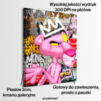 Obraz na płótnie „Pink Power Supreme” z Różową Panterą w stylu pop-art i graffiti, w limitowanej edycji 84 sztuki