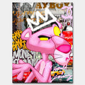 Obraz na płótnie „Pink Power Supreme” z Różową Panterą w stylu pop-art i graffiti, w limitowanej edycji 84 sztuki