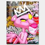 Obraz na płótnie „Pink Power Supreme” z Różową Panterą w stylu pop-art i graffiti, w limitowanej edycji 84 sztuki