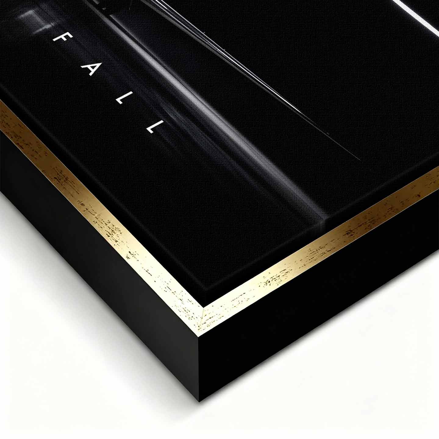 Obraz motywacyjny na płótnie Fly or Fall przedstawiający prywatny odrzutowiec w ciemnym hangarze z napisem „Fly or Fall”, symbolizujący luksus, odwagę i determinację.