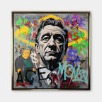 Obraz na płótnie z portretem Roberta De Niro z filmu Kasyno, z napisami graffiti i tłem Las Vegas. Nowoczesny wydruk galeryjny pop-art Huephant.