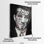 Czarno-biały obraz na płótnie Robert De Niro Mob. Wydruk galeryjny pop art z elementami graffiti, napisem MOB na czole oraz zieloną koniczyną i tekstem CASH.