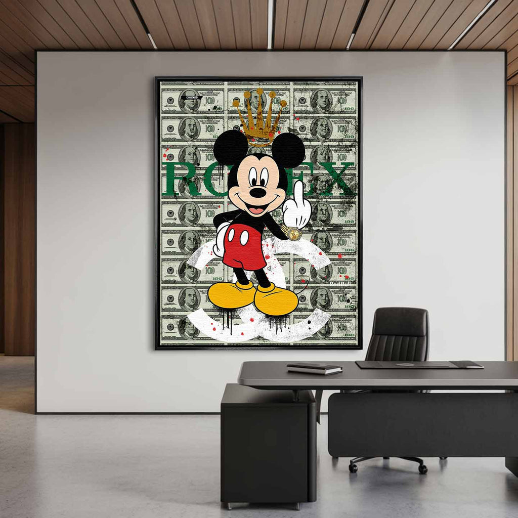 obraz na płótnie myszka miki rolex mouse pop art pieniądze dolar luksus rolex chanel