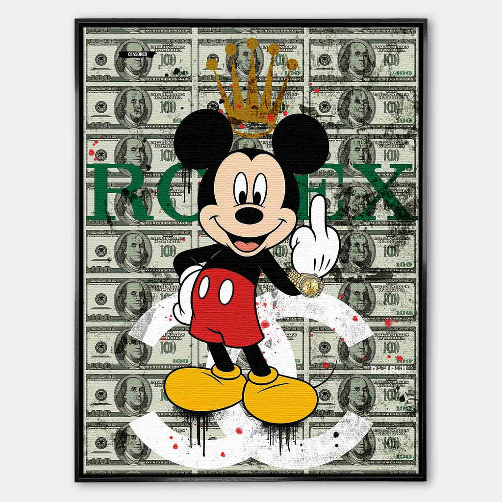 obraz na płótnie myszka miki rolex mouse pop art pieniądze dolar luksus rolex chanel