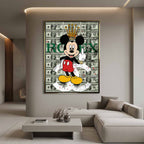obraz na płótnie myszka miki rolex mouse pop art pieniądze dolar luksus rolex chanel