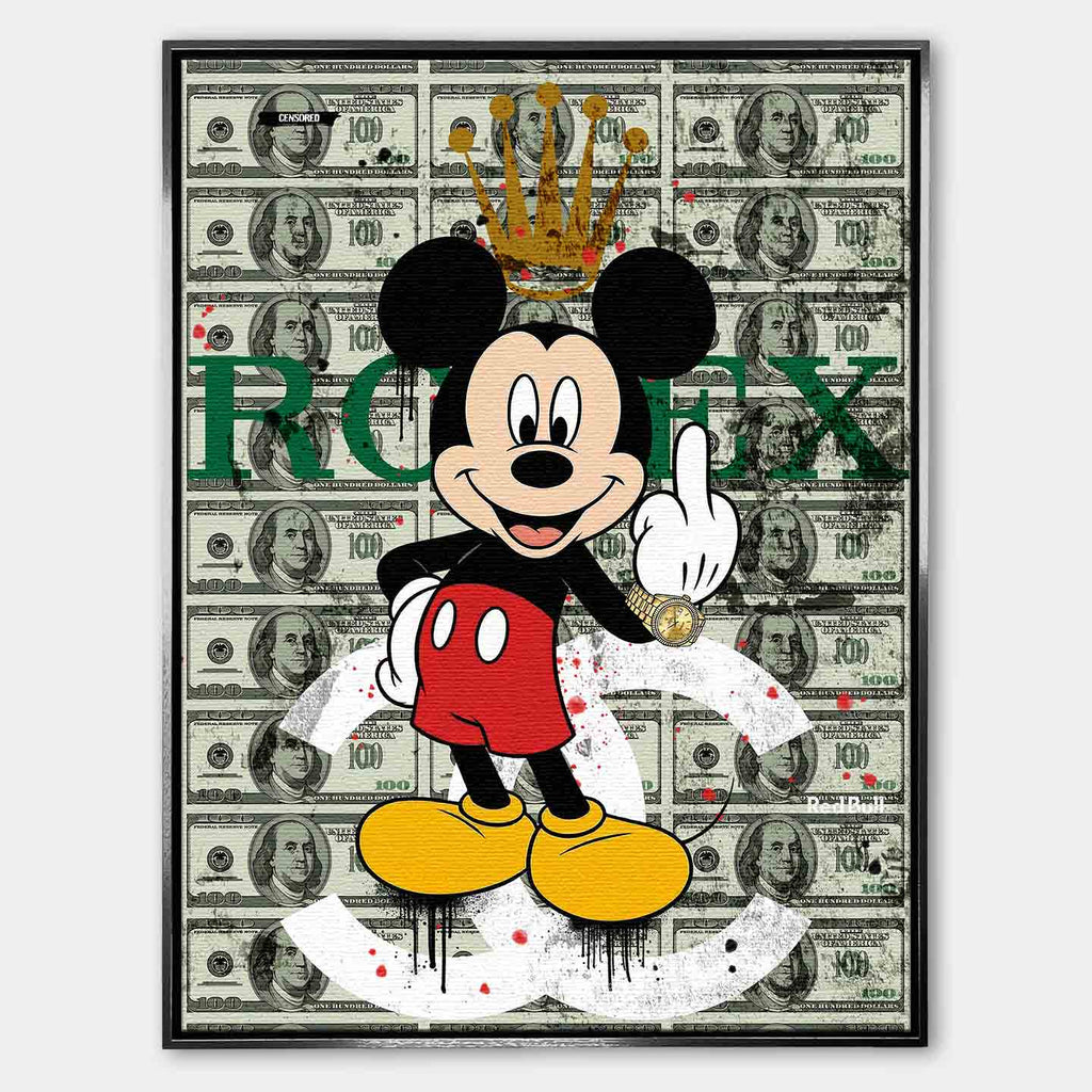 obraz na płótnie myszka miki rolex mouse pop art pieniądze dolar luksus rolex chanel
