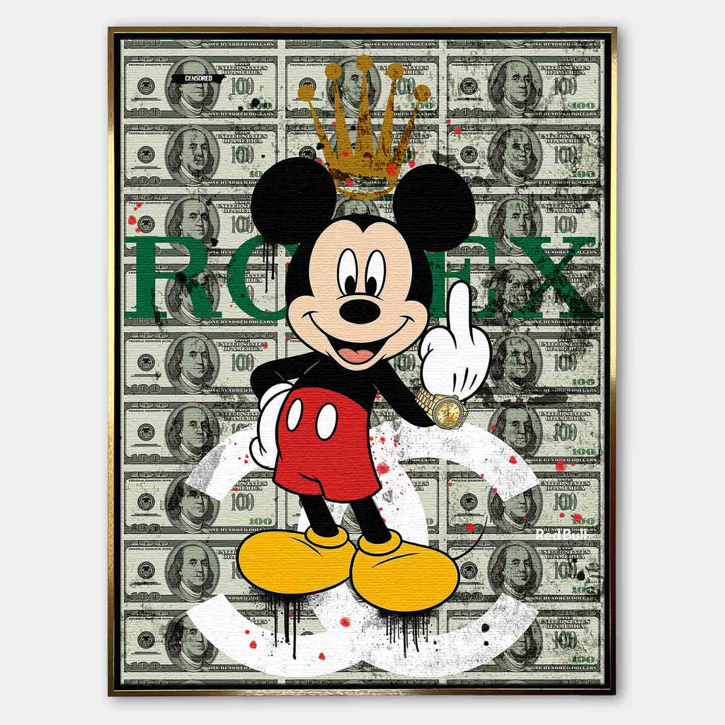 obraz na płótnie myszka miki rolex mouse pop art pieniądze dolar luksus rolex chanel