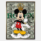 obraz na płótnie myszka miki rolex mouse pop art pieniądze dolar luksus rolex chanel