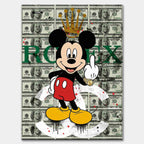 obraz na płótnie myszka miki rolex mouse pop art pieniądze dolar luksus rolex chanel