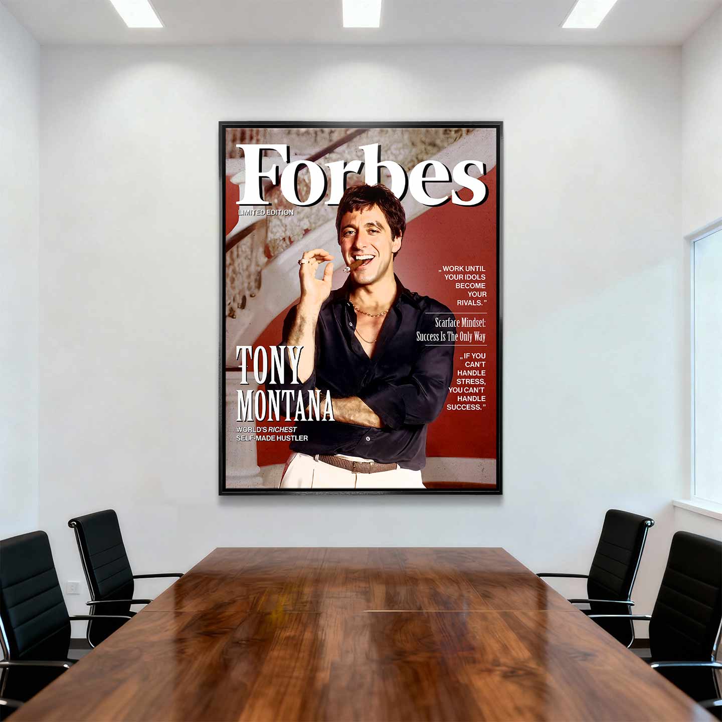 Obraz Scarface na płótnie Scarface Cover z Tonym Montaną na okładce inspirowanej Forbes, symbol sukcesu i odwagi.
