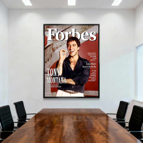 Obraz Scarface na płótnie Scarface Cover z Tonym Montaną na okładce inspirowanej Forbes, symbol sukcesu i odwagi.