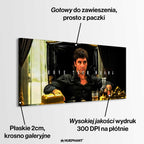 Obraz na płótnie Scarface Prove Them Wrong z Tony Montana w luksusowym otoczeniu, z motywacyjnym napisem „Prove Them Wrong”
