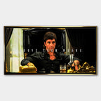 Obraz na płótnie Scarface Prove Them Wrong z Tony Montana w luksusowym otoczeniu, z motywacyjnym napisem „Prove Them Wrong”