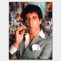 Obraz Scarface „Tony” na płótnie - Tony Montana z filmu Scarface, luksusowy obraz z motywem siły, odwagi i ambicji, nowoczesna dekoracja ścienna Huephant.