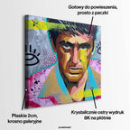 Nowoczesny obraz na płótnie w stylu pop art przedstawiający portret w intensywnych kolorach, wydruk galeryjny do wnętrza.