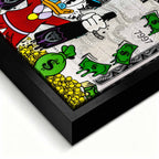 Obraz na płótnie ze Sknerusem McKwaczem na tle karty American Express Platinum – symbol bogactwa, pieniędzy i luksusu, sztuka Huephant.