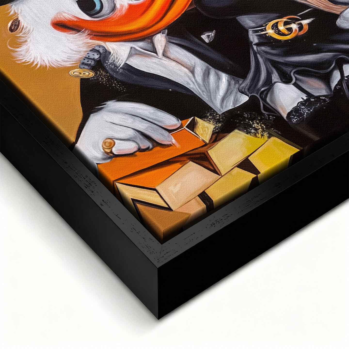 Obraz Sknerus McKwacz na płótnie Ducks in Black, złoto, styl luksusowy, wydruk galeryjny Huephant, pop art.