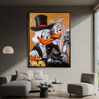 Obraz Sknerus McKwacz na płótnie Ducks in Black, złoto, styl luksusowy, wydruk galeryjny Huephant, pop art.