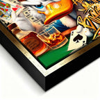 Obraz Sknerus McKwacz na płótnie Poker Duck ze Sknerusem McKwaczem w koronie, trzymającym asa pik i whisky, symbolizujący luksus, ryzyko i mentalność zwycięzcy.