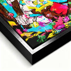 Obraz na płótnie Sknerus McKwacz Work Hard. Nowoczesna sztuka pop-art, wydruk galeryjny z motywem diamentów i pieniędzy. Limitowana dekoracja motywacyjna.