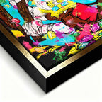 Obraz na płótnie Sknerus McKwacz Work Hard. Nowoczesna sztuka pop-art, wydruk galeryjny z motywem diamentów i pieniędzy. Limitowana dekoracja motywacyjna.