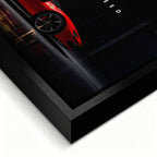 Obraz na płótnie Success Needs Speed z czerwonym Ferrari SF90 w ciemnym wnętrzu, symbolizujący luksus, determinację i szybkość w dążeniu do sukcesu.