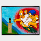 Obraz na płótnie z Homerem Simpsonem w stylu fresku Michała Anioła, sięgającym po butelkę szampana Dom Pérignon – „The Creation of Dom”