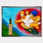Obraz na płótnie z Homerem Simpsonem w stylu fresku Michała Anioła, sięgającym po butelkę szampana Dom Pérignon – „The Creation of Dom”