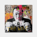 Nowoczesny obraz na płótnie The Wolf Wilk z Wall Street autorstwa Zuppini, styl pop-art graffiti, wydruk galeryjny z motywem pieniędzy i sukcesu, sztuka nowoczesna Huephant.