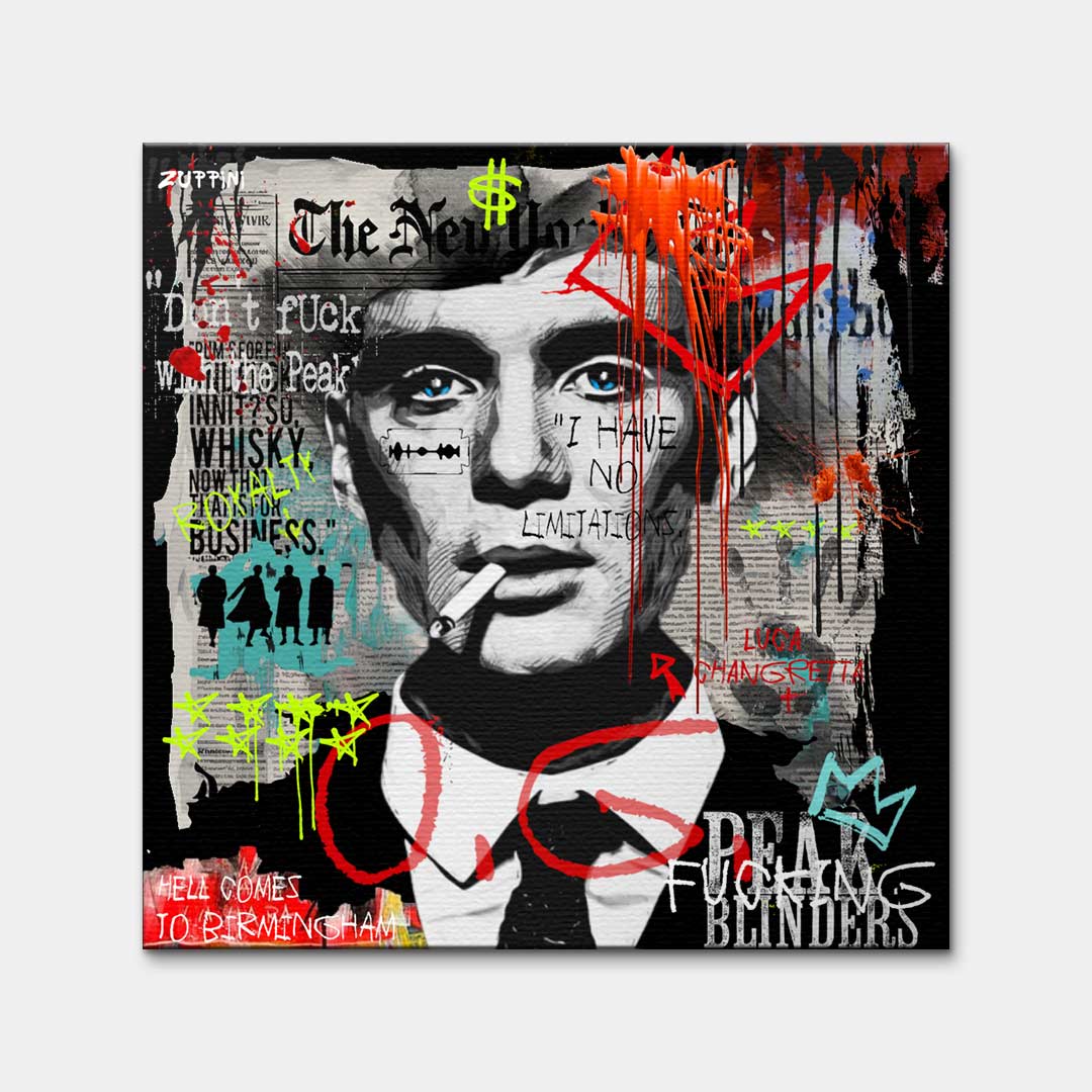 Nowoczesny obraz na płótnie Thomas "Fu**in" Shelby. Wydruk galeryjny w stylu street art z graffiti, motywacyjny obraz do biura i salonu.