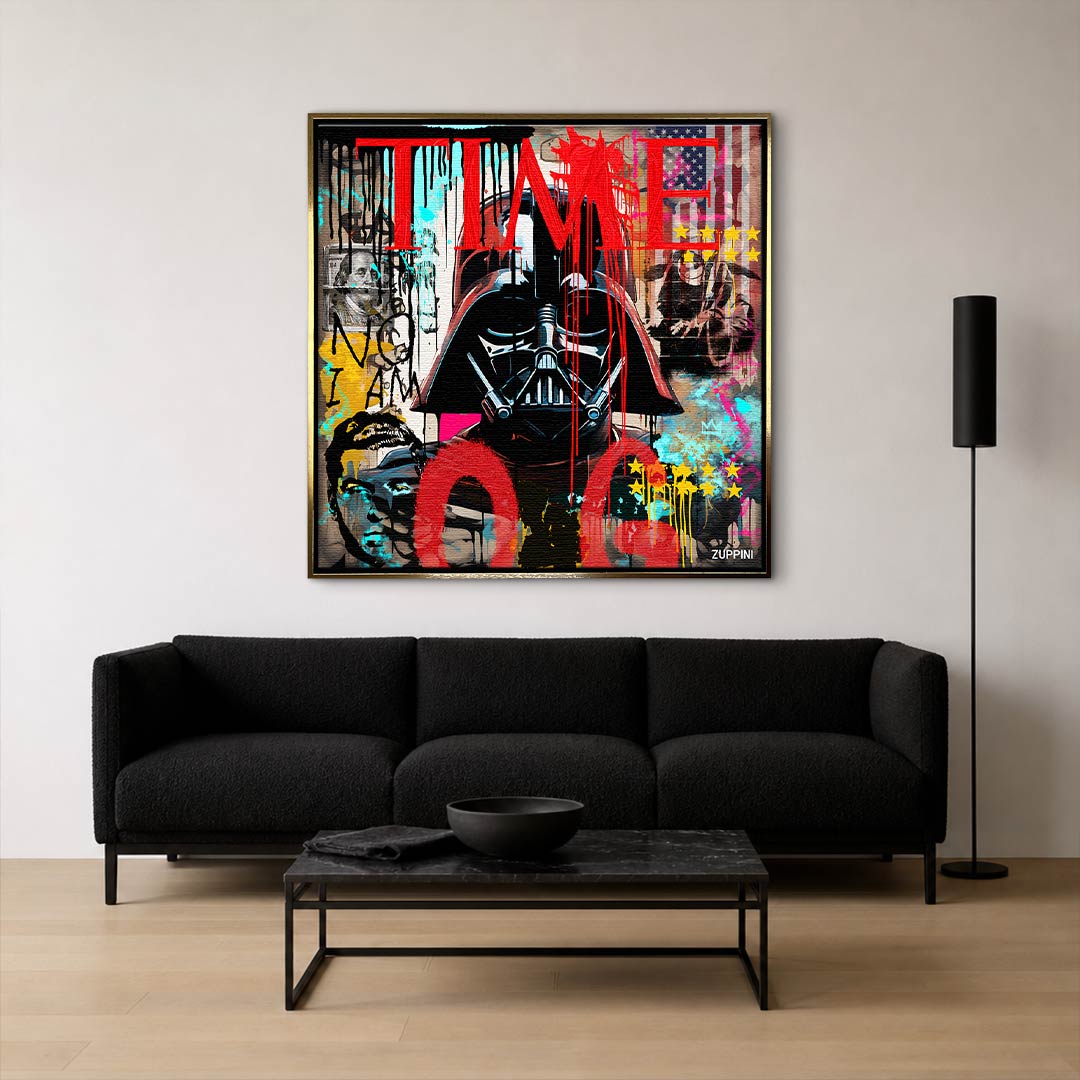 Obraz na płótnie Vader Pop. Nowoczesny wydruk galeryjny w stylu street art z motywem kultowej postaci i okładki magazynu. Ekskluzywna sztuka na ścianę.
