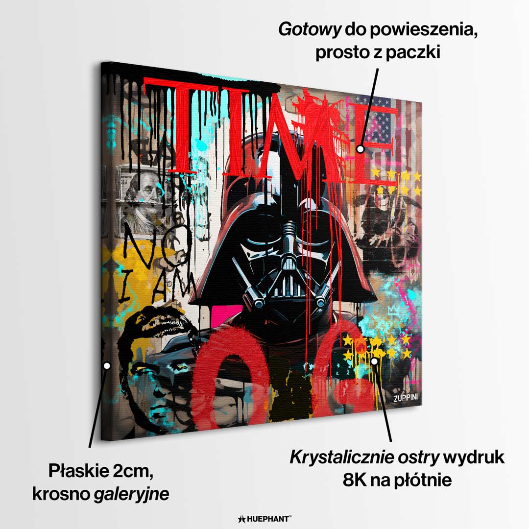 Obraz na płótnie Vader Pop. Nowoczesny wydruk galeryjny w stylu street art z motywem kultowej postaci i okładki magazynu. Ekskluzywna sztuka na ścianę.