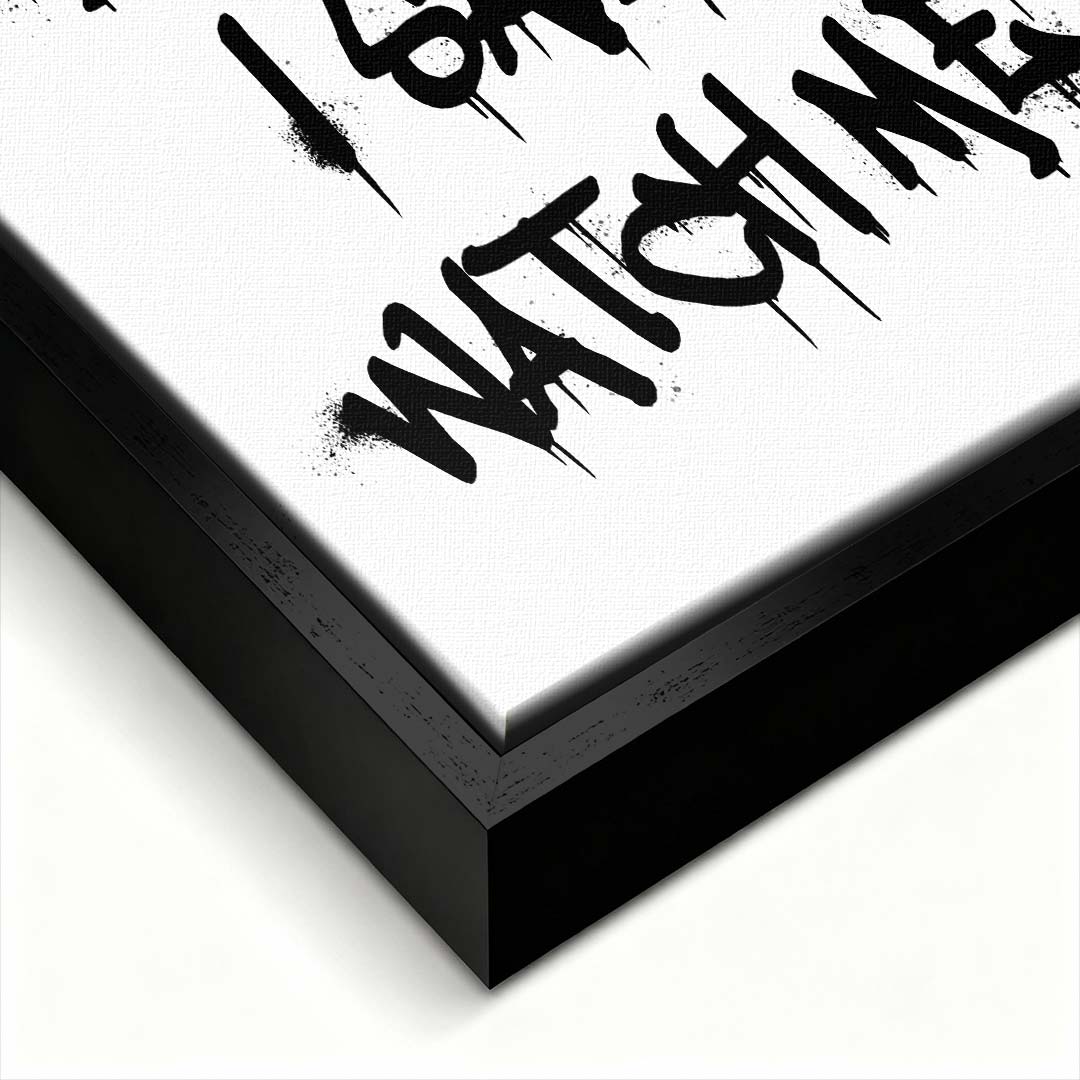 Nowoczesny obraz na płótnie z czarnym napisem graffiti They said impossible I said watch me na białym tle. Wydruk galeryjny, motywacja do biura.