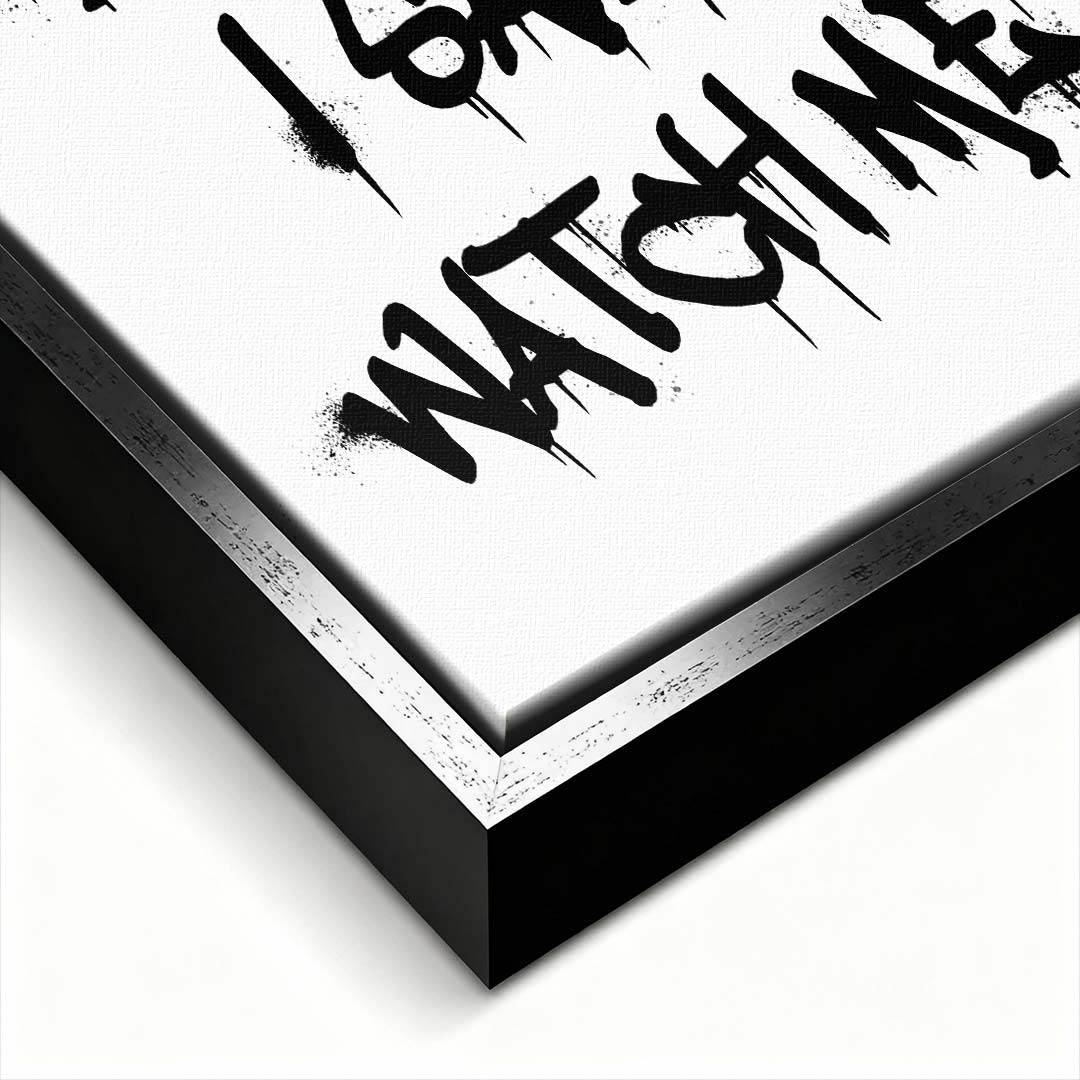 Nowoczesny obraz na płótnie z czarnym napisem graffiti They said impossible I said watch me na białym tle. Wydruk galeryjny, motywacja do biura.