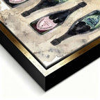 Obraz Dom Pérignon na płótnie z butelkami szampana – akwarelowy styl, elegancka kompozycja, luksusowa dekoracja ścienna Huephant.