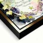 Obraz z etykietą szampana Dom Pérignon na płótnie Dom Label - akwarelowa z winoroślą, elegancka dekoracja ścienna Huephant.