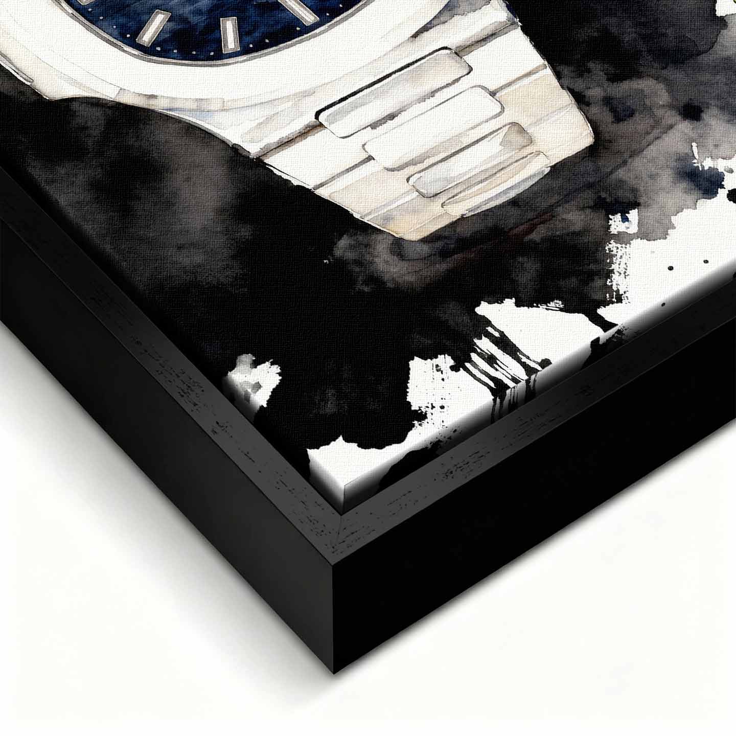 Obraz na płótnie Patek Philippe Nautilus – z cytatem Money Returns Time Does Not, akwarelowy zegarek z niebieską tarczą, luksusowa dekoracja ścienna Huephant.