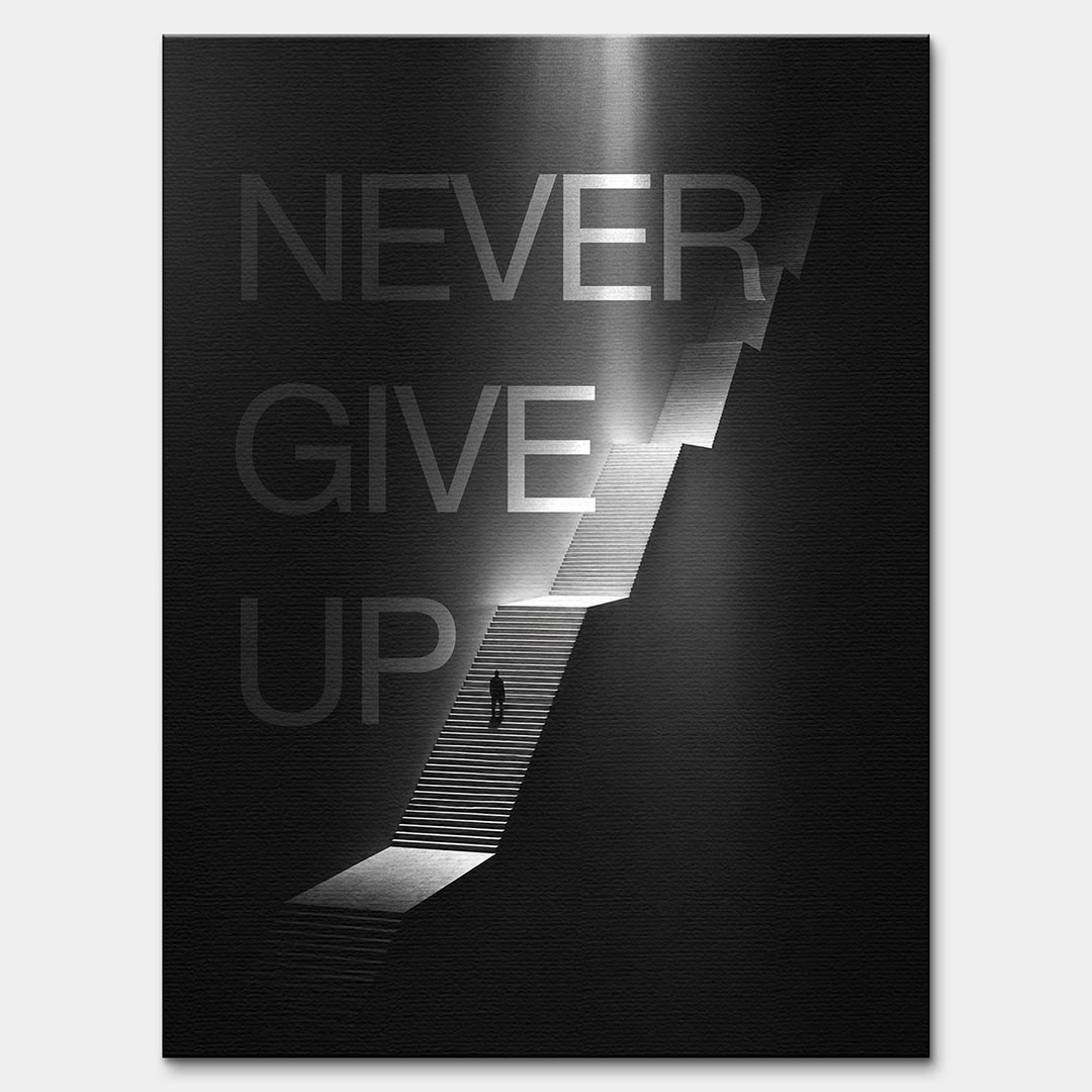 Obraz Never Give Up – Płótno – Bez ramy – Huephant