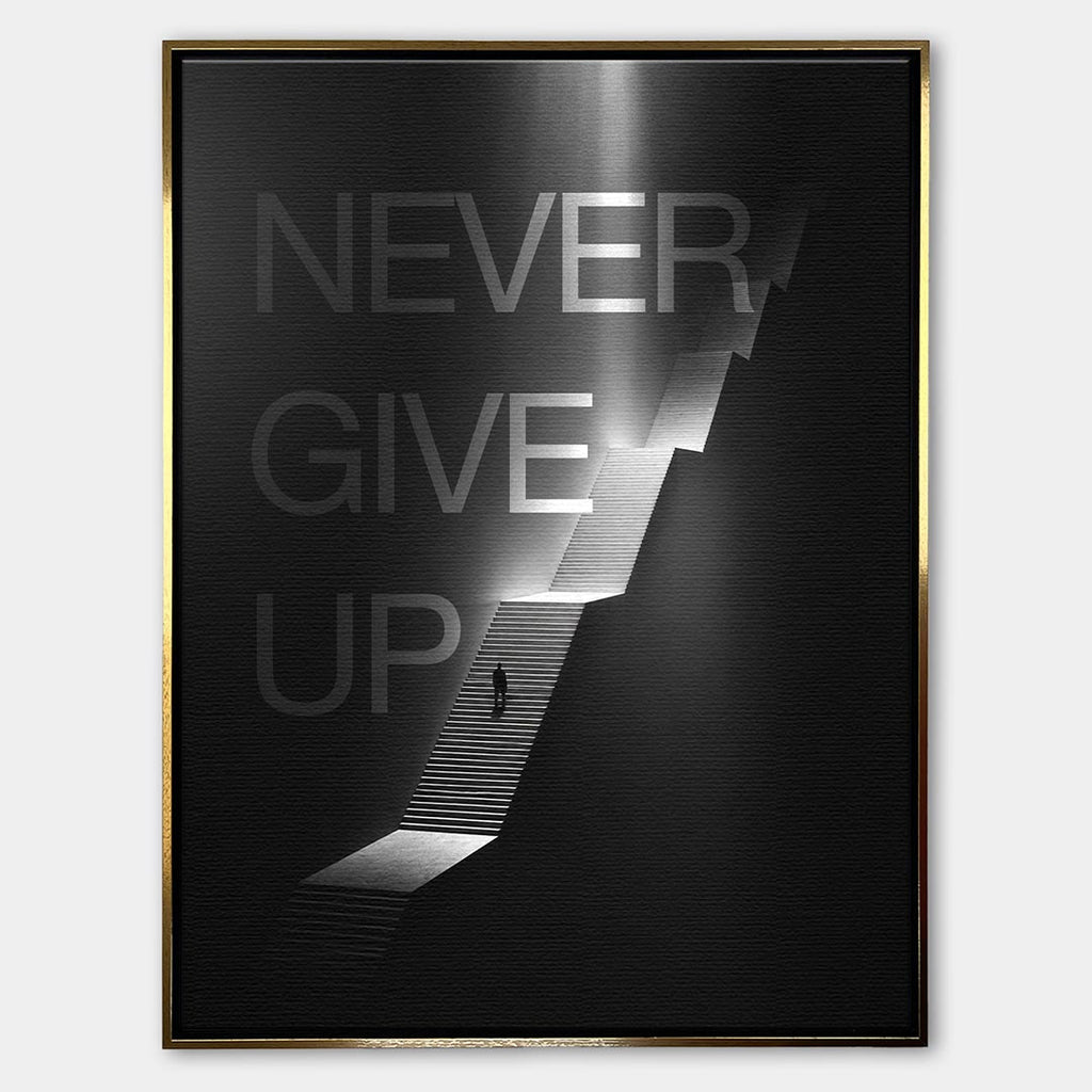 Obraz Never Give Up – Płótno – Złota rama – Huephant