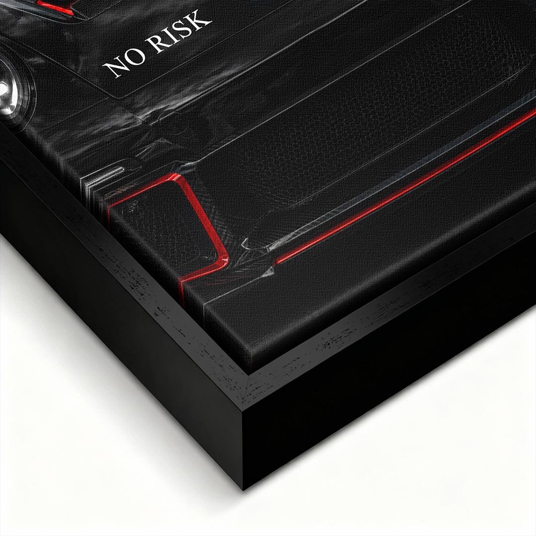 Obraz No Risk Black Racer – czarna rama – ujęcie pod kątem – Huephant