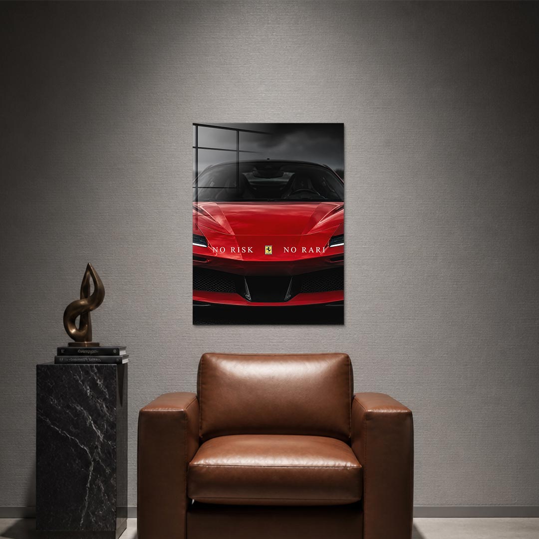 Obraz No Risk Red Supercar – szkło akrylowe – aranżacja we wnętrzu – Huephant