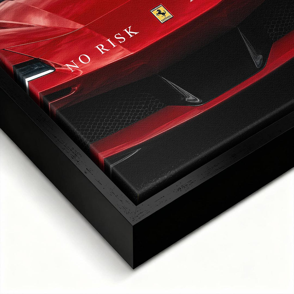 Obraz No Risk Red Supercar – czarna rama – ujęcie pod kątem – Huephant