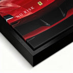 Obraz No Risk Red Supercar – czarna rama – ujęcie pod kątem – Huephant
