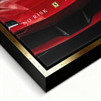 Obraz No Risk Red Supercar – złota rama – ujęcie pod kątem – Huephant